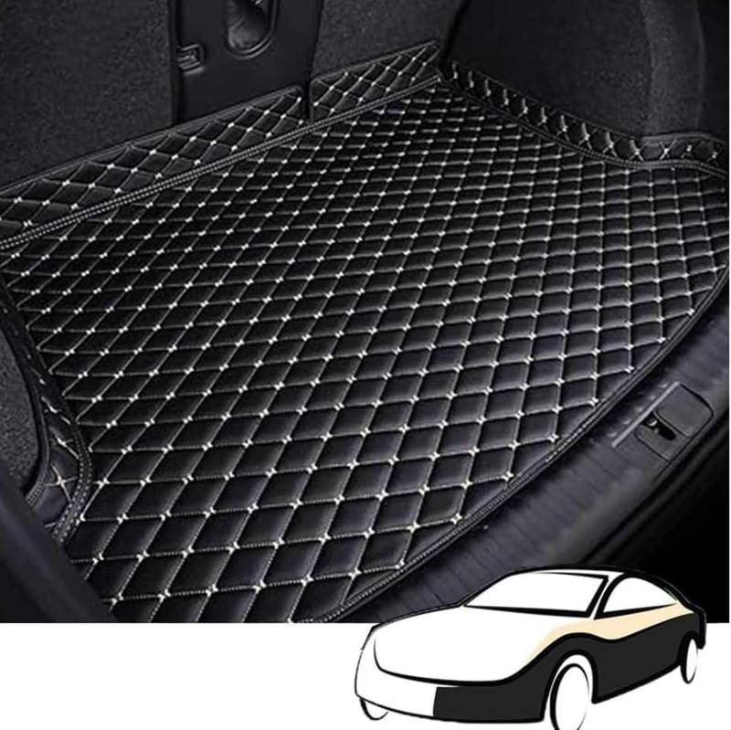 ‌Auto Kofferraummatte FüR Toyota Land Cruiser 7 Seats 2017 2018 2019 2020 2021, wasserdichte Leder Kofferraumwanne Mit Hoher Seite Antirutsch Schutzmatte Auto ZubehöR, Black Beige von ZBMDTHEF