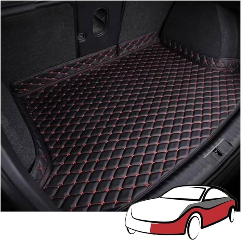 ‌Auto Kofferraummatte FüR Toyota Yaris Cross XP210 2021 2022 2023 2024, wasserdichte Leder Kofferraumwanne Mit Hoher Seite Antirutsch Schutzmatte Auto ZubehöR, Black Red von ZBMDTHEF