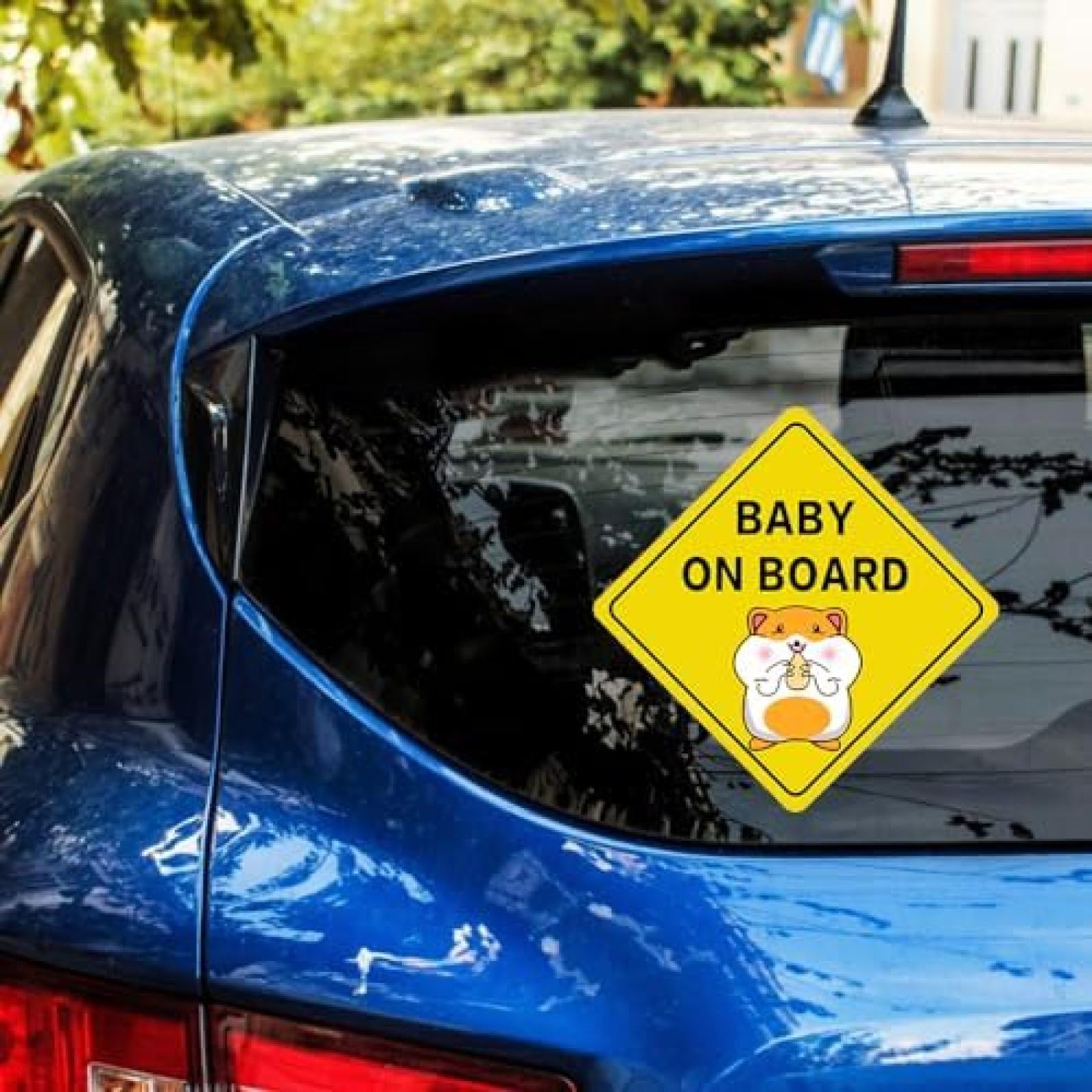 ZCHZCS 3Pcs Baby An Bord Aufkleber Für Autos Lustiges Cartoon Tier Baby An Bord Schild Sicherheitswarntattoos Auto Styling wasserdichte Fenster Stoßfänger Vinylauto Aufkleber (Hamster) von ZCHZCS