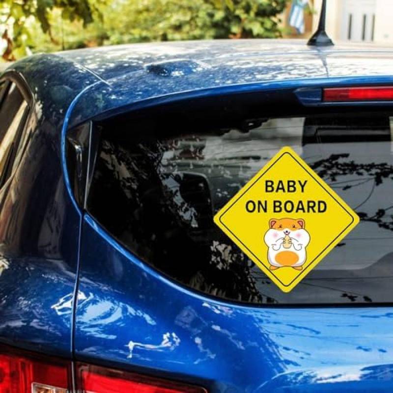 ZCHZCS 3Pcs Baby An Bord Aufkleber Für Autos Lustiges Cartoon Tier Baby An Bord Schild Sicherheitswarntattoos Auto Styling wasserdichte Fenster Stoßfänger Vinylauto Aufkleber (Hamster) von ZCHZCS