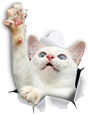 ZCHZCS 3ps 3D -Katze Aufkleber Weißer Katzenaufkleber Für Auto Wandkühlschrank Toilettengepäck Skateboard Laptop Lustige Auto -Auto -Stoßfänger Aufkleber Aufkleber Aufkleber Autoaufkleber von ZCHZCS