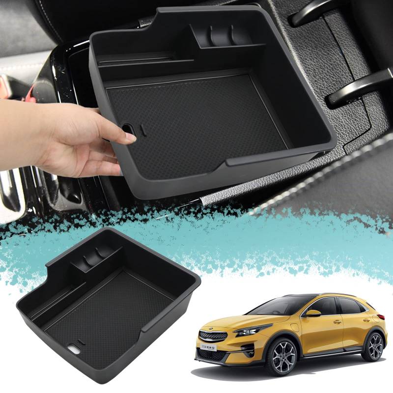 ZCLINKO Ki-a XCeed SUV 2019-2022 2023 2024 Armlehne Aufbewahrungsbox Mittelkonsole Organizer Tray Mittelarmlehne Handschuhfach Auto Innen Zubehör (Schwarz) von ZCLINKO