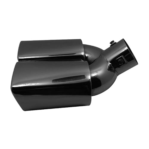 Auspuff Endrohr 1 Stück Universal Doppel Outlet Auspuff Spitze Düse Hinten Schalldämpfer Spitze Edelstahl Quadratischen Mund Auspuffrohr Schalldämpfer Einlass 60mm Auto Auspuffrohr(Black Curved) von ZCera