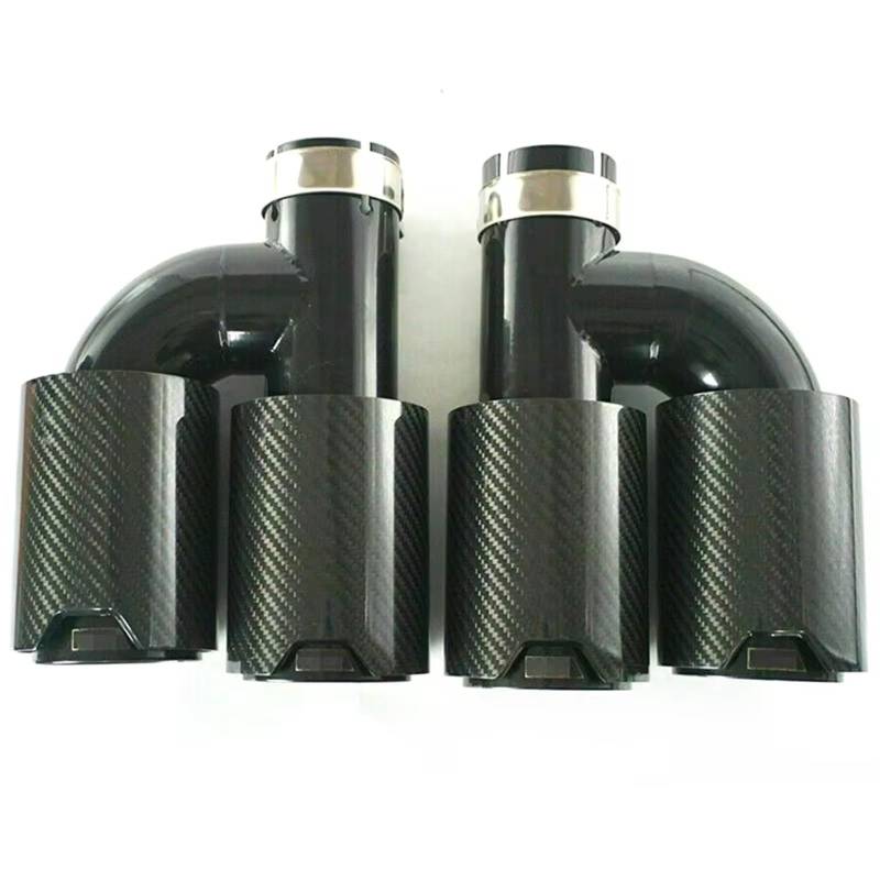 Auspuff Endrohr Für Tuning Zubehör Carbon Faser Universal Spitze H Form Doppel Ausgang Auto Auspuff System Rohr Diffusor Auto Auspuffrohr(63mm-76mm) von ZCera