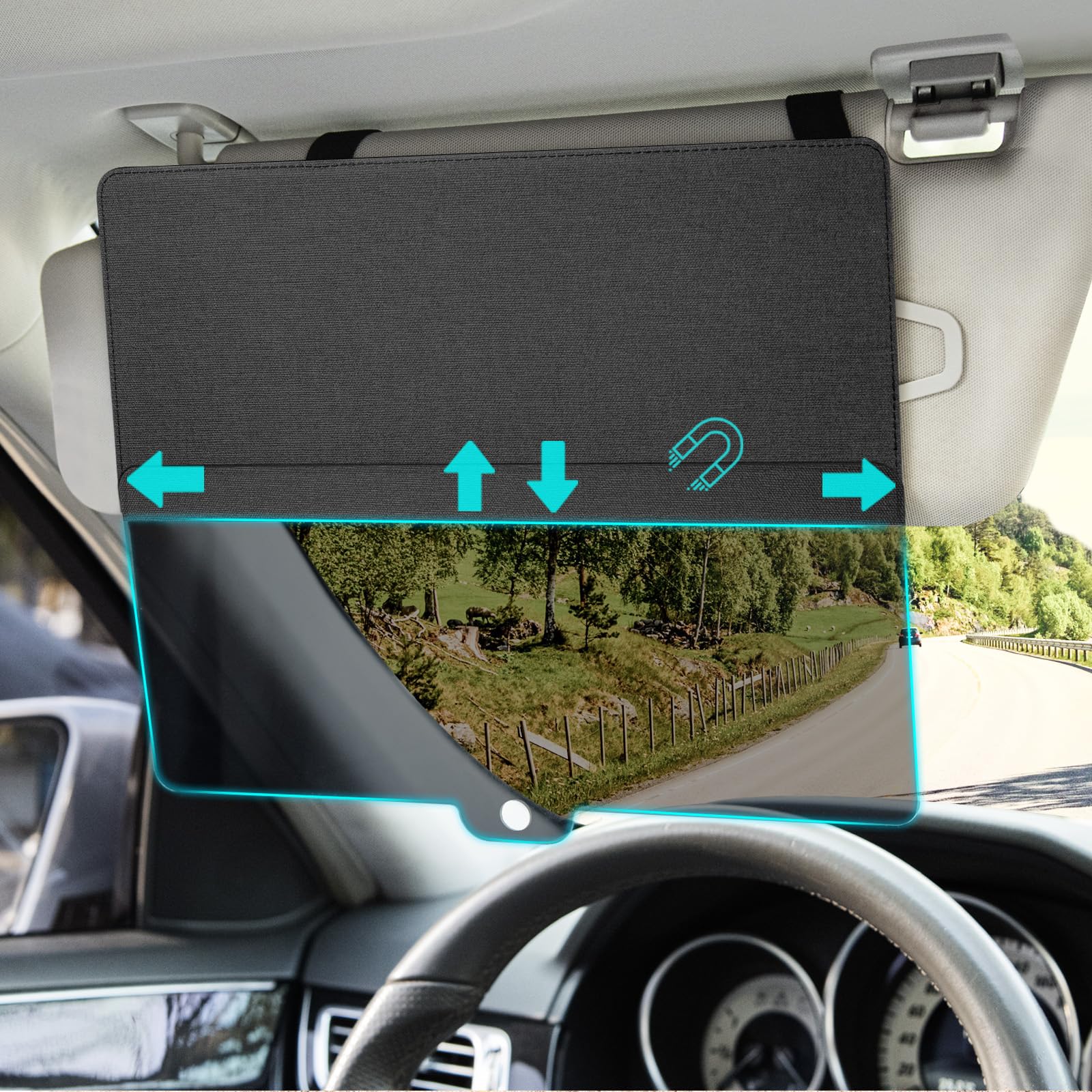 ZDDGNN Auto Visier Sonnenschutz Verlängerung, Blendschutzfunktion, UV-beständig, Geeignet für Fahrer und Beifahrer (Schwarz) von ZDDGNN