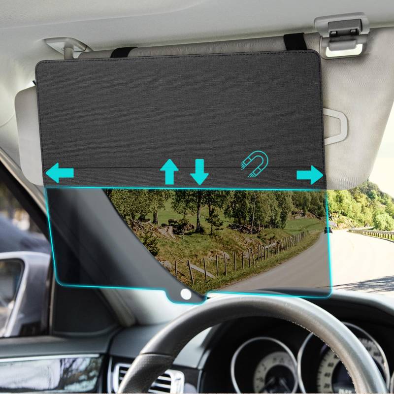 ZDDGNN Auto Visier Sonnenschutz Verlängerung, Blendschutzfunktion, UV-beständig, Geeignet für Fahrer und Beifahrer (Schwarz) von ZDDGNN