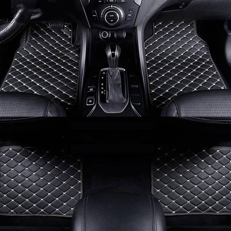 Leder Auto Fußmatten für Audi Q7 7 Seats 2020-2023, Benutzerdefinierte Bodenmatten Allwetter Wasserdicht Anti Rutsch Tragen Auto Zubehör,B Black Beige von ZDDYUU