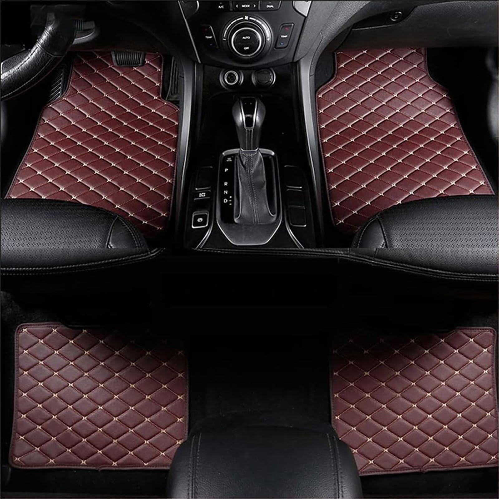 Leder Auto Fußmatten für Buick Enclave 2009-2015(Have Armrest), Benutzerdefinierte Bodenmatten Allwetter Wasserdicht Anti Rutsch Tragen Auto Zubehör,D Brown von ZDDYUU