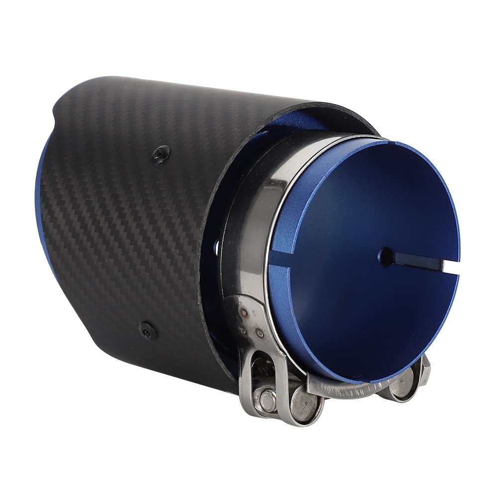 Edelstahl -Kohlefaser -Schwanz -Hals -Abgabrohrspitze mit 80 Mm Einlass 101 Mm Auslass für CX5 CX4 mit Einfacher Installation ohne Schweißen Benötigt (BLUE) von ZDETGU