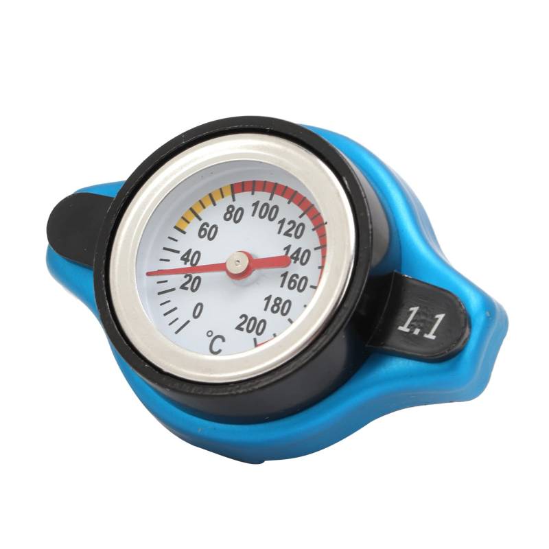 Hochdruckkühlerkappe, ABS + Aluminiumlegierung Kühlerkappe mit Temperaturmesser, Universal für Auto, Motorrad, Offroad-Fahrrad, ATV, UTV (Kleiner Kopf 1.1) von ZDETGU