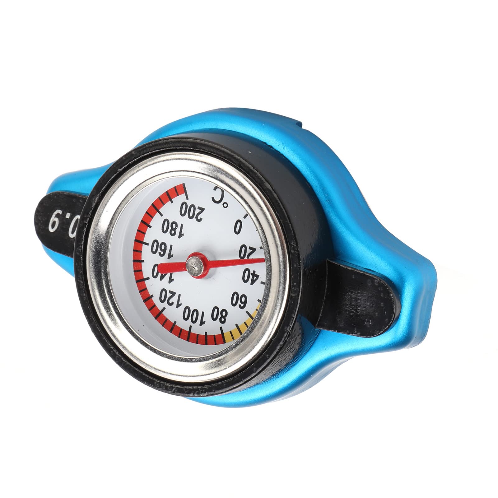 Hochdruckkühlerkappe, ABS + Aluminiumlegierung Kühlerkappe mit Temperaturmesser, Universal für Auto, Motorrad, Offroad-Fahrrad, ATV, UTV (kleiner Kopf 0,9) von ZDETGU