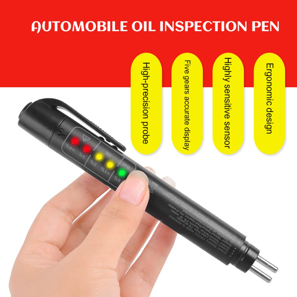 ZDETGU Bremsflüssigkeitstester Tragbarer Bremsflüssigkeit Flüssigkeitstest Stift mit 5 LED (Black) von ZDETGU