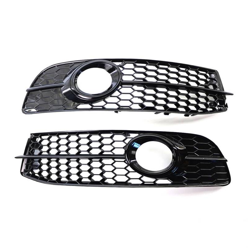 Kühlergrill Nebelscheinwerfer Auto-Frontstoßstange, Nebelscheinwerfer-Kühlergrillabdeckung, Schwarze Waben-Sechskant-Abdeckung, for Audi, for A6 C6 S-Line 2008-2011 4F0807681Q01C 4F0807681Q02C(Black) von ZDPVK