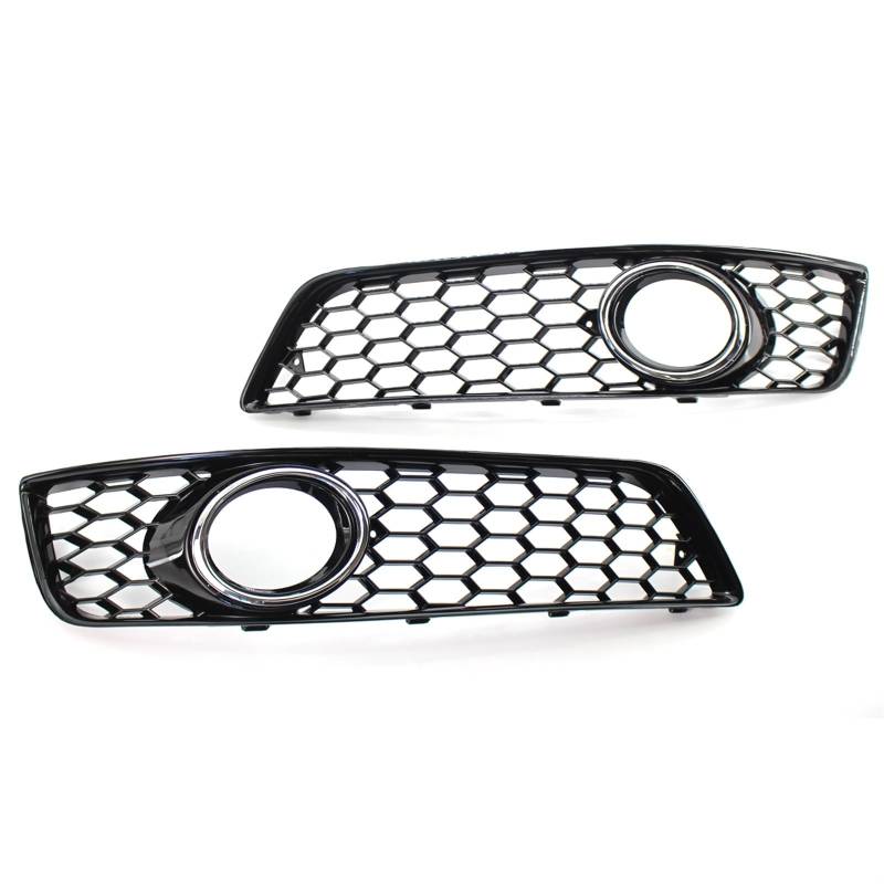 Kühlergrill Nebelscheinwerfer Chrom-schwarzer Wabengitter-Stil Auto-Nebelscheinwerfer-Abdeckungsverkleidung Wabengitter-Grill ， for Audi ， for A3 8P 2009 2010 2011 2012 2013 8P0807682J(Chrome Black) von ZDPVK