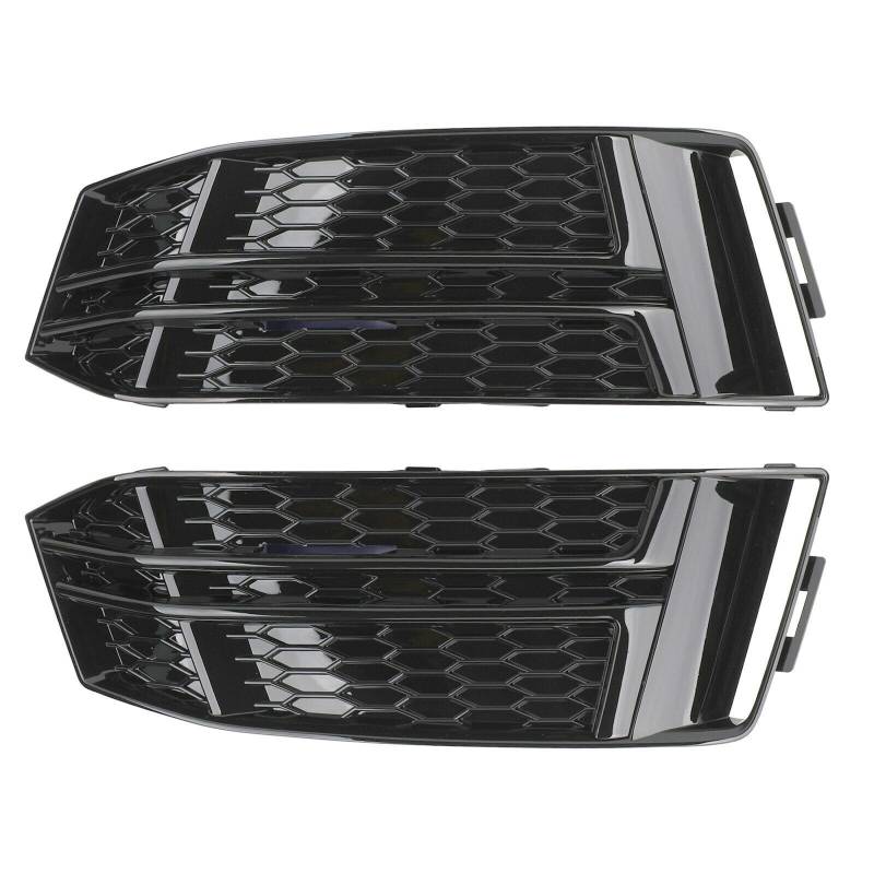 Kühlergrill Nebelscheinwerfer Paar Auto-Wabengitter mit Nebelscheinwerfer-Kühlergrill in Hochglanzschwarz for die vordere Stoßstange, untere Grillblende, for Audi, for A4 B9 S-LINE 2016 2017 2018 von ZDPVK