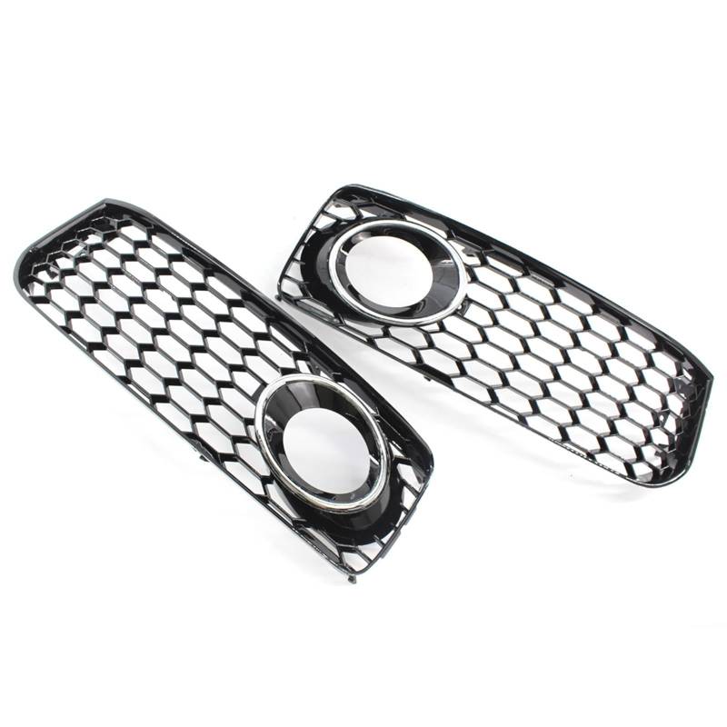 Kühlergrill Nebelscheinwerfer Schwarz glänzender Nebelscheinwerfergrill fürs Auto, Waben-Kühlergrill, passend for Audi, for A5 S-Line/S5 B8 RS5 2008–2012(Black Silver) von ZDPVK