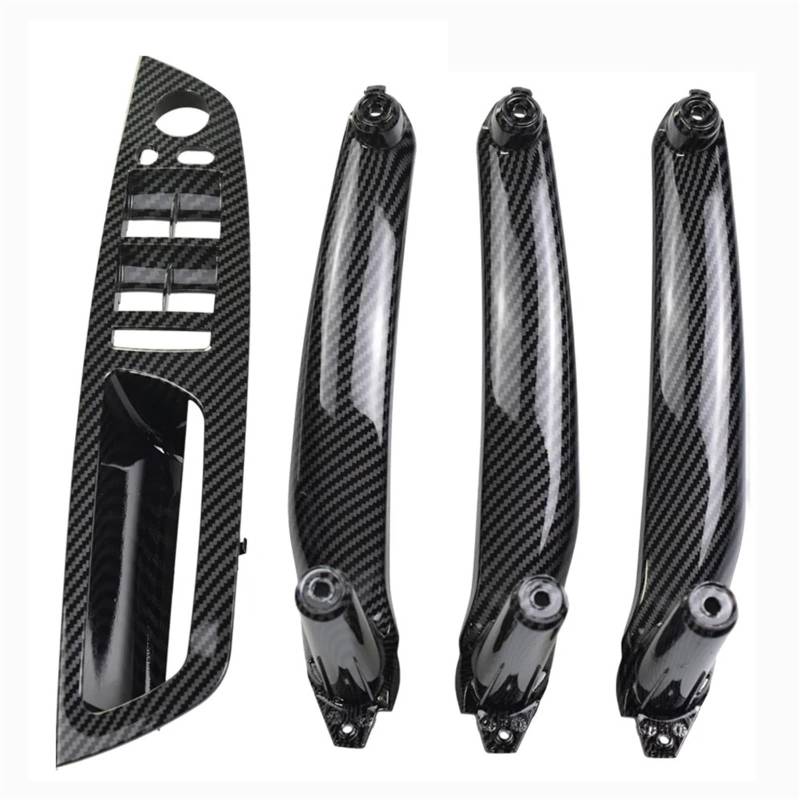 ZDPVK Innentürgriff Auto Carbon Fiber ABS Innentür Armlehne Griff Links Rechts Panel Pull Trim Abdeckung for BMW E70 E71 X5 X6 2007-2012 2013 2014(LHD-Carbon-4Pcs) von ZDPVK