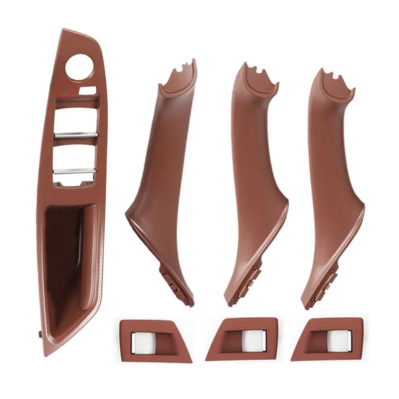 ZDPVK Innentürgriff LHD 7PCS Set Auto Innere Passagier Tür Panel Griff Pull Trim Abdeckung for BMW F10 F11 F18 520i 523i 525i 528i 535i 51417225851(Red Brown-7pcs) von ZDPVK