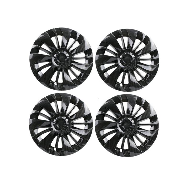 19 Zoll 4 Stück Kompatibel für Tesla Model Y Radkappe Original Auto Ersatz Radkappe Automobil Radkappe Vollabdeckung Zubehör 2021 2022(Black) von ZDTYKWPH