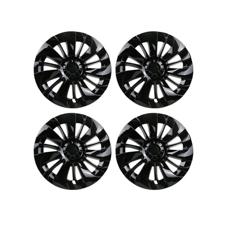 19 Zoll 4 Stück Kompatibel für Tesla Model Y Radkappe Original Auto Ersatz Radkappe Automobil Radkappe Vollabdeckung Zubehör 2021 2022(Bright black) von ZDTYKWPH