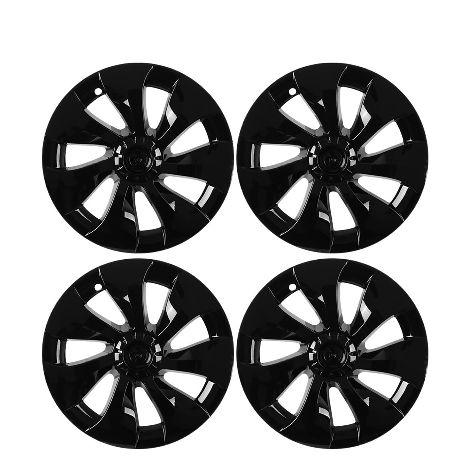19-Zoll-Radkappen-Set, 4-teilig, Autozubehör, Ersatz-Radkappe, vollständige Abdeckung, Kompatibel Für Tesla Model Y 2016–2022(Bright black) von ZDTYKWPH