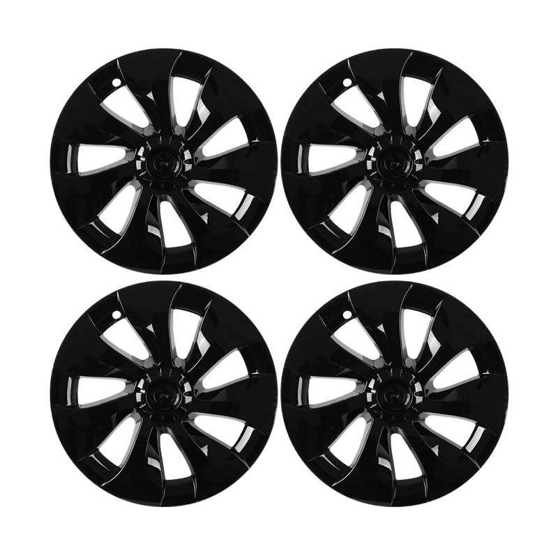 19-Zoll-Radkappen-Set, 4-teilig, Autozubehör, Radkappen-Ersatz, vollständige Abdeckung, Kfz-Radkappe, Kompatibel Für Tesla Model Y 2016–2022(Bright black) von ZDTYKWPH