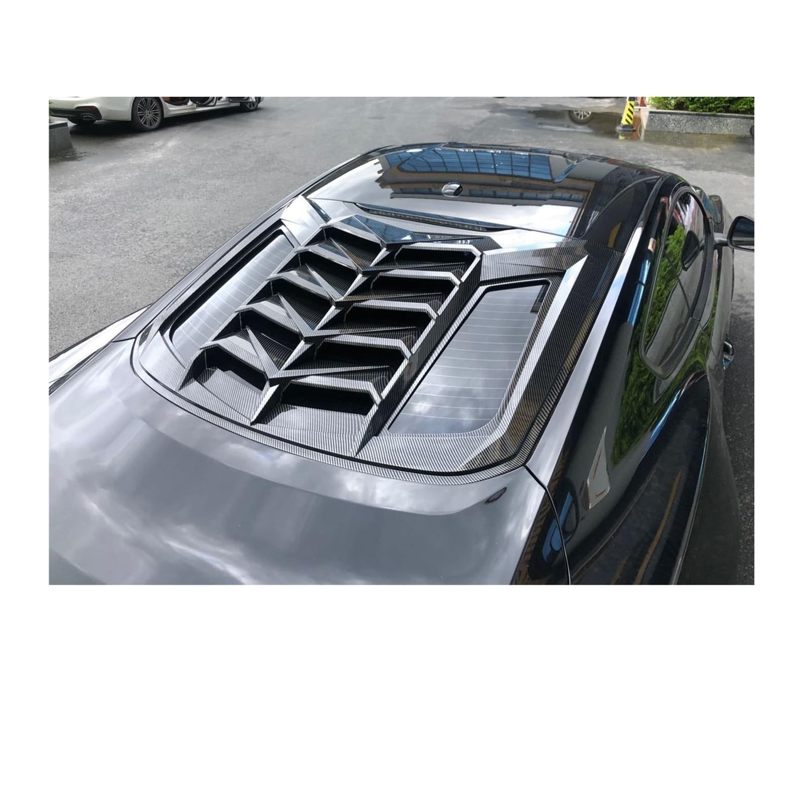 2022 Geeignet 15-21 Kompatibel für Modelljahr Ford Modified Louver Mustang Heckscheiben-Sonnenschutz Autoteile Body Kits(Shutter Carbon Grain) von ZDTYKWPH