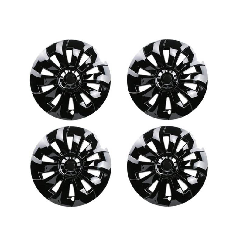 4 STÜCKE 19 Zoll Radkappe Ersatz Radkappe Felgenabdeckung Radkappe Vollabdeckung Zubehör Kompatibel für Tesla Modell 3 2020 2021 2023(Bright black) von ZDTYKWPH