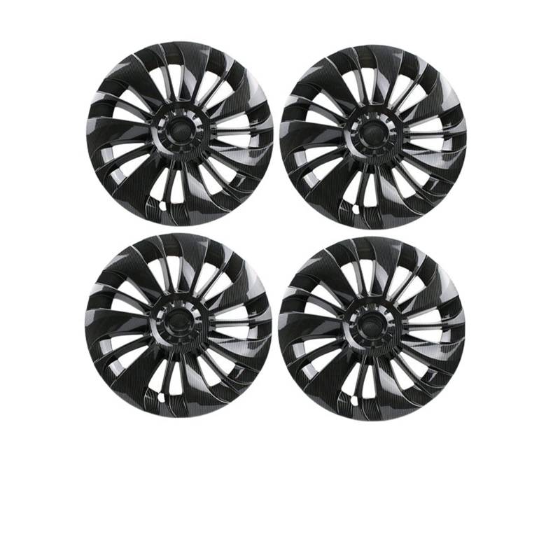 4 STÜCKE Kompatibel Für Tesla Modell Y 19 Zoll Radkappe Original Auto Ersatz Radkappe Automobil Radkappe Volle Abdeckung Zubehör 2021 2022(Black) von ZDTYKWPH