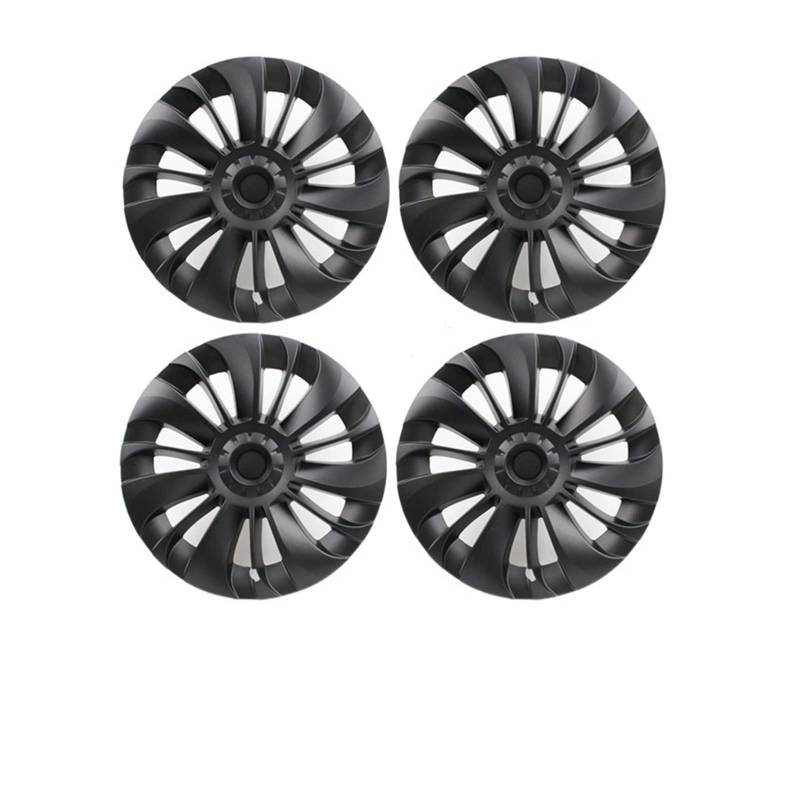 4 STÜCKE Kompatibel Für Tesla Modell Y 19 Zoll Radkappe Original Auto Ersatz Radkappe Automobil Radkappe Volle Abdeckung Zubehör 2021 2022(Matter black) von ZDTYKWPH