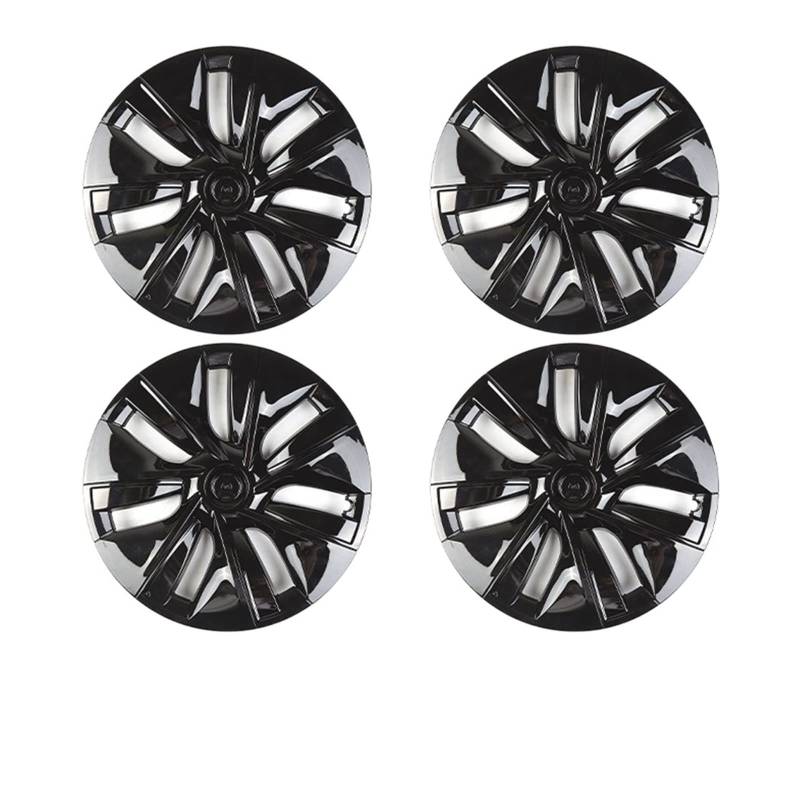 4 STÜCKE Radkappe Auto Ersatz Radkappe 19 Zoll Performance Automobil Radkappe Volle Abdeckung Zubehör Kompatibel Für Tesla Modell Y 2021 2022(4PCS-Bright black) von ZDTYKWPH