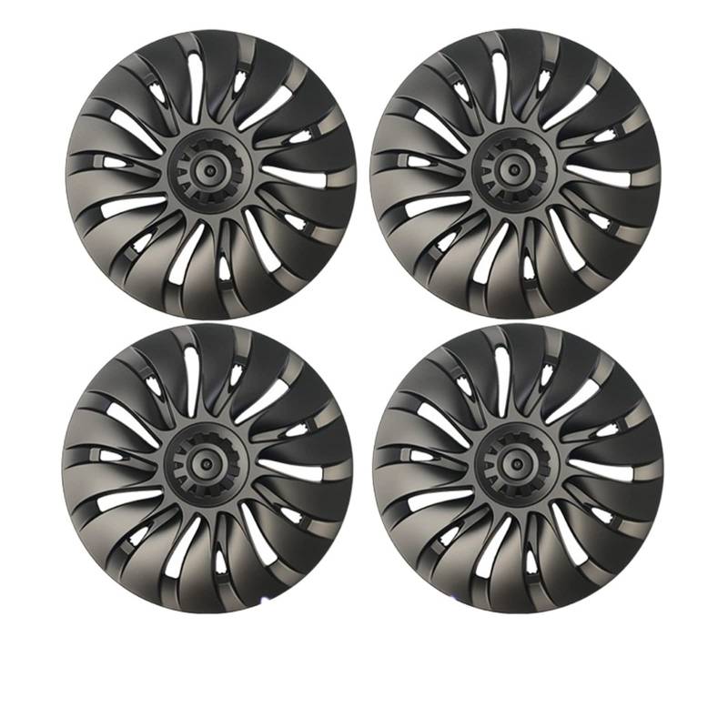 4 STÜCKE Radkappen Performance Ersatz-Radkappe 19 Zoll Auto-Radkappe Vollrandabdeckung Zubehör Kompatibel für Tesla Model Y 2018-2023(4PCS-Matte Black) von ZDTYKWPH