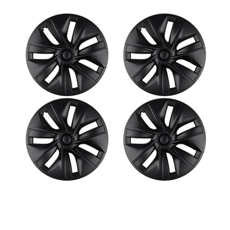 4 STÜCKE Radkappen Performance Ersatz-Radkappe 19 Zoll Auto-Radkappe Vollrandabdeckung Zubehör Kompatibel für Tesla Model Y 2018-2023(4PCS-Matte Black-01) von ZDTYKWPH