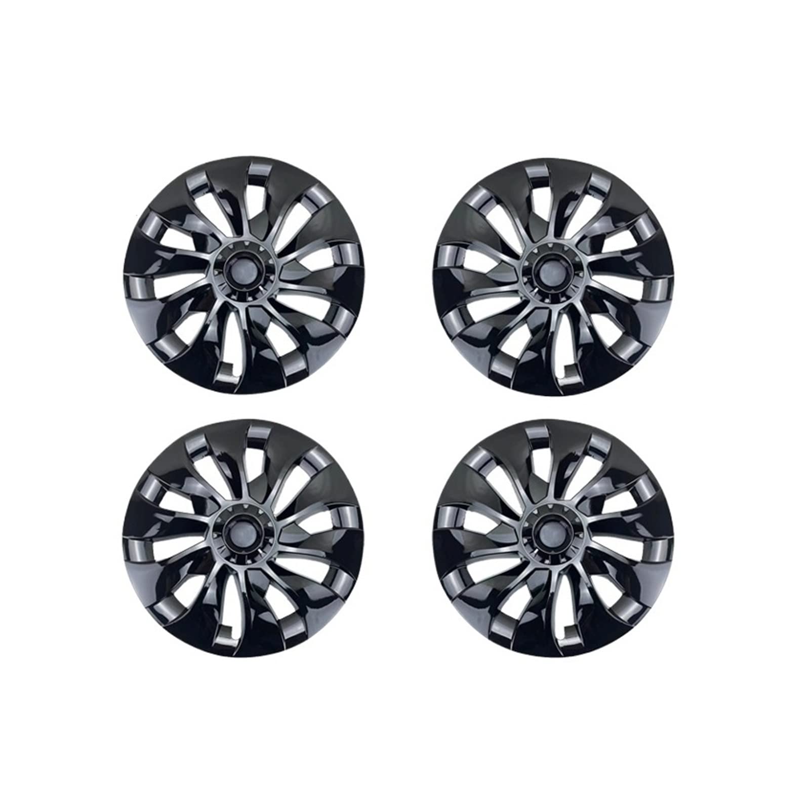4 Stück 18-Zoll-Radkappen, Auto-Performance-Ersatz-Radkappen, Radkappen, Vollrandabdeckung, Zubehör, kompatibel für Tesla Model 3 2021 2022 2023(Bright black) von ZDTYKWPH