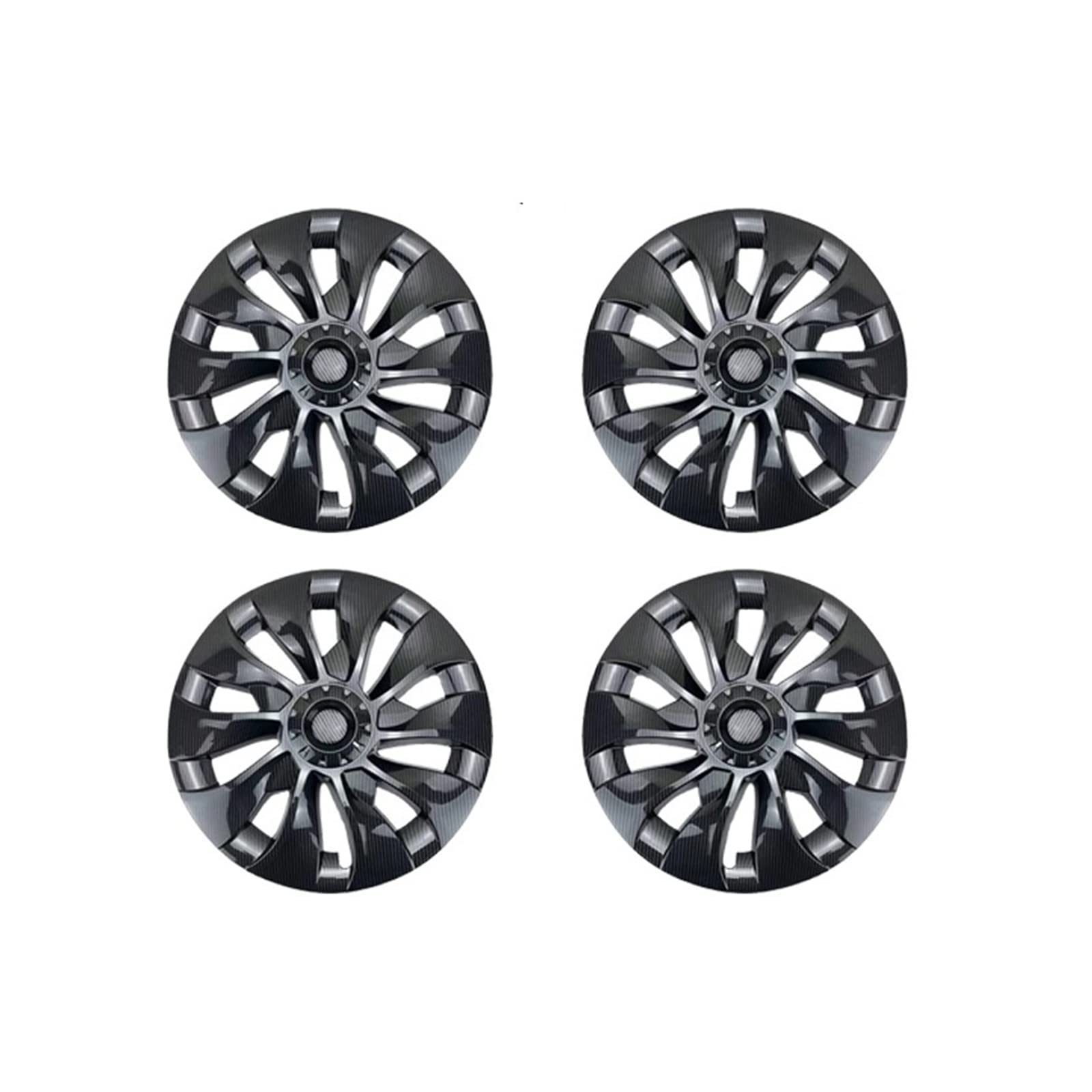 4 Stück 18-Zoll-Radkappen, Auto-Performance-Ersatz-Radkappen, Radkappen, Vollrandabdeckung, Zubehör, kompatibel für Tesla Model 3 2021 2022 2023(Bright carbon) von ZDTYKWPH