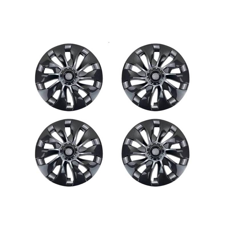 4 Stück 18-Zoll-Radkappen, Auto-Performance-Ersatz-Radkappen, Radkappen, Vollrandabdeckung, Zubehör, kompatibel für Tesla Model 3 2021 2022 2023(Bright carbon) von ZDTYKWPH