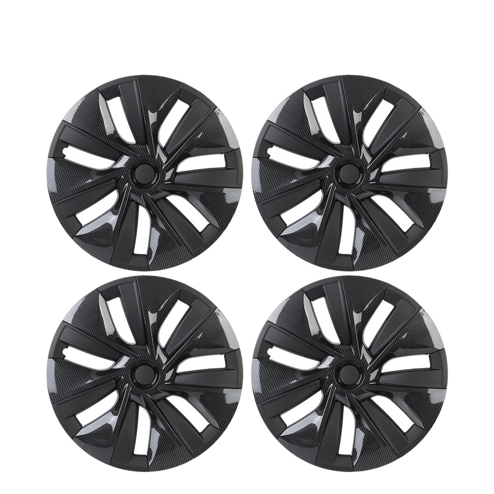 4 Stück 19 Zoll Auto-Radkappen Ersatz-Radkappen-Kit Vollabdeckung Radkappen Kompatibel für Tesla Model Y 2021 2022 Autozubehör(Black carbon(4pcs)) von ZDTYKWPH
