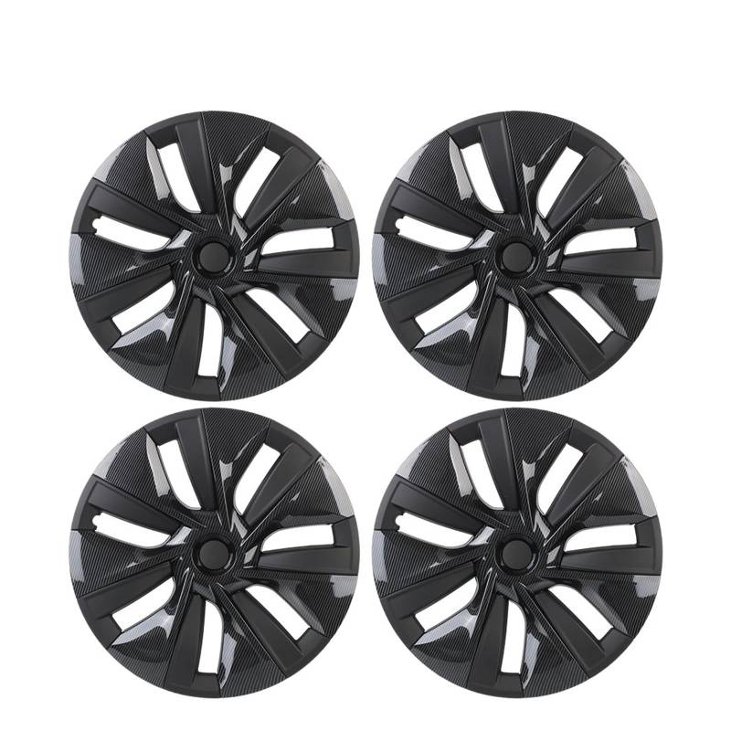 4 Stück 19 Zoll Auto-Radkappen Ersatz-Radkappen-Kit Vollabdeckung Radkappen Kompatibel für Tesla Model Y 2021 2022 Autozubehör(Black carbon(4pcs)) von ZDTYKWPH