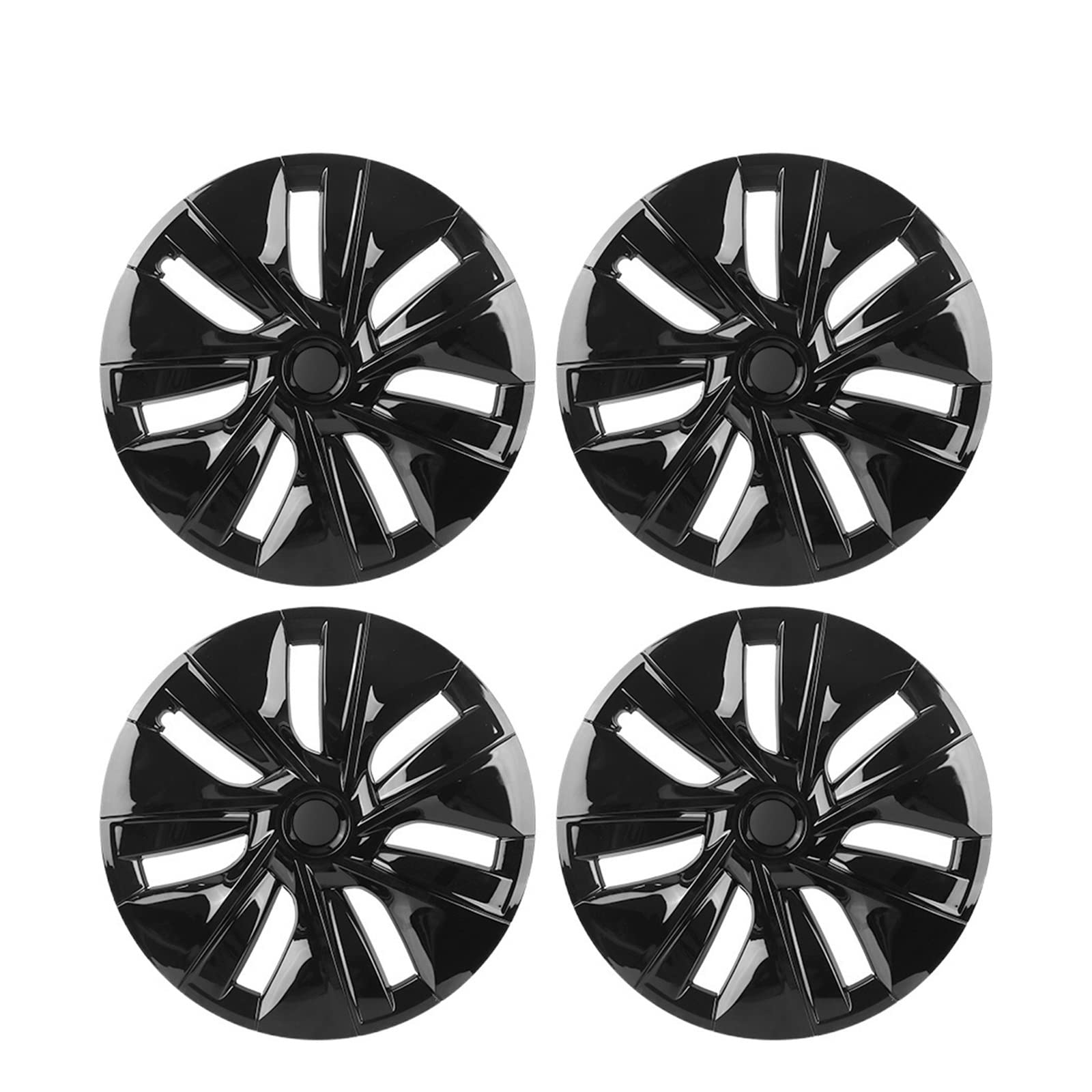4 Stück 19 Zoll Auto-Radkappen Ersatz-Radkappen-Kit Vollabdeckung Radkappen Kompatibel für Tesla Model Y 2021 2022 Autozubehör(Bright black(4pcs)) von ZDTYKWPH