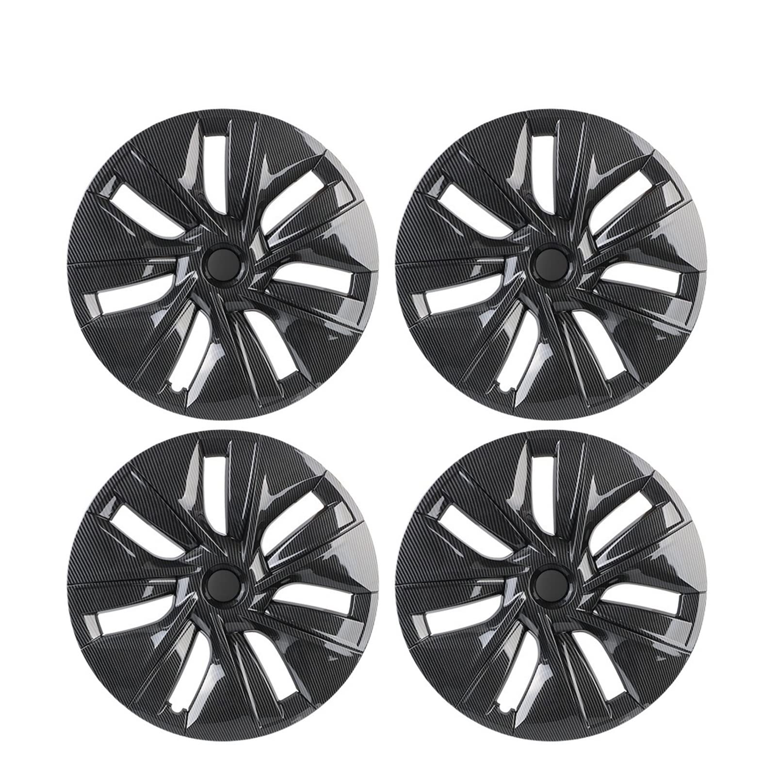 4 Stück 19 Zoll Auto-Radkappen Ersatz-Radkappen-Kit Vollabdeckung Radkappen Kompatibel für Tesla Model Y 2021 2022 Autozubehör(Carbon fiber(4pcs)) von ZDTYKWPH