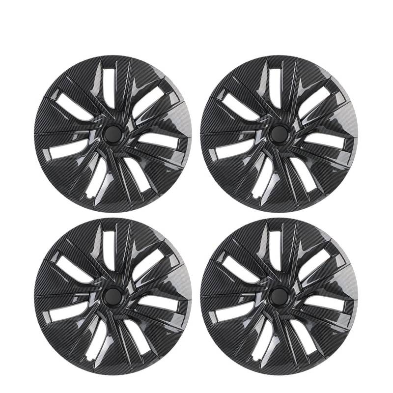 4 Stück 19 Zoll Auto-Radkappen Ersatz-Radkappen-Kit Vollabdeckung Radkappen Kompatibel für Tesla Model Y 2021 2022 Autozubehör(Carbon fiber(4pcs)) von ZDTYKWPH