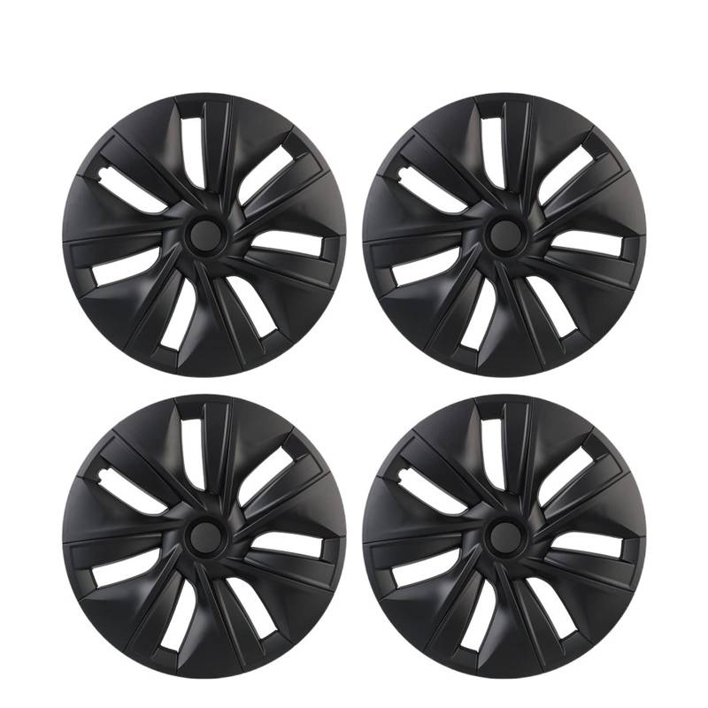 4 Stück 19 Zoll Auto-Radkappen Ersatz-Radkappen-Kit Vollabdeckung Radkappen Kompatibel für Tesla Model Y 2021 2022 Autozubehör(Matte black(4pcs)) von ZDTYKWPH