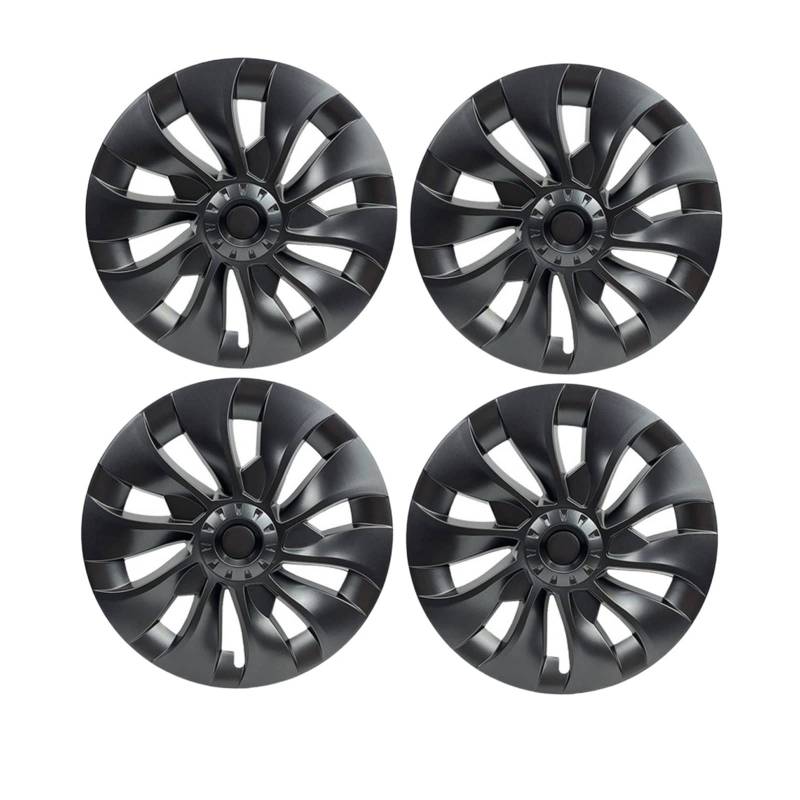 4 Stück Auto-Radkappen, Kompatibel Für Tesla Model 3, 18 Zoll, Radkappen, 2018–2023, Ersatz-Radkappen, Automobil-Vollrandabdeckung, Zubehör(Bright Black) von ZDTYKWPH