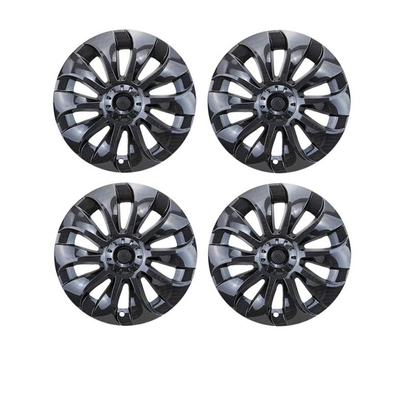4 Stück Auto-Radkappen, Kompatibel Für Tesla Model 3 2020–2022, Auto-Ersatzzubehör, Nabenabdeckungen, dekorativer Schutz, Autorad(18 inch Carbon Fiber) von ZDTYKWPH