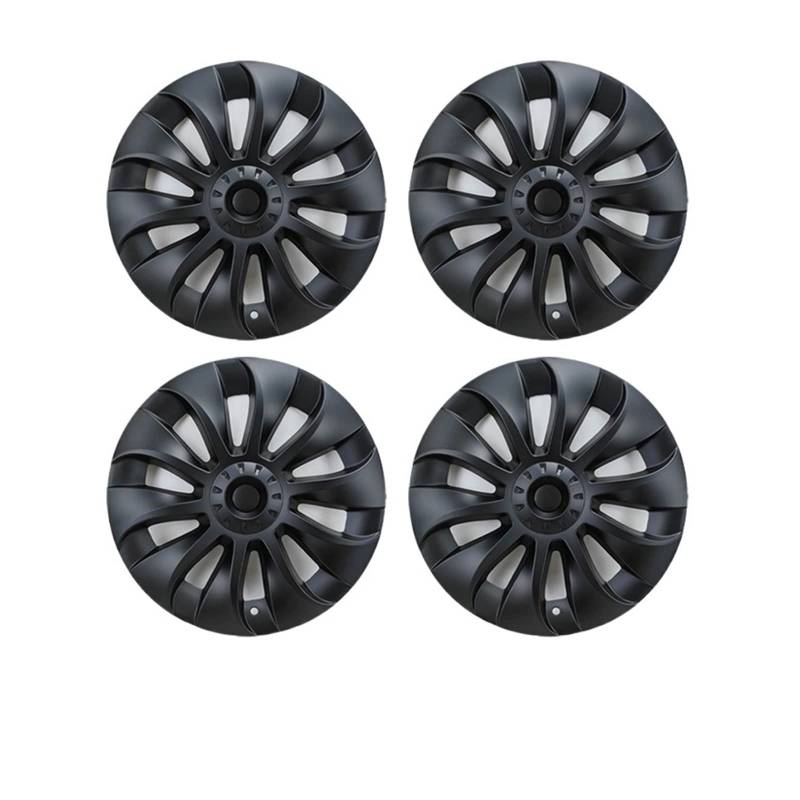 4 Stück Auto-Radkappen, Kompatibel Für Tesla Model 3 2020–2022, Auto-Ersatzzubehör, Nabenabdeckungen, dekorativer Schutz, Autorad(18 inch Matte Black) von ZDTYKWPH