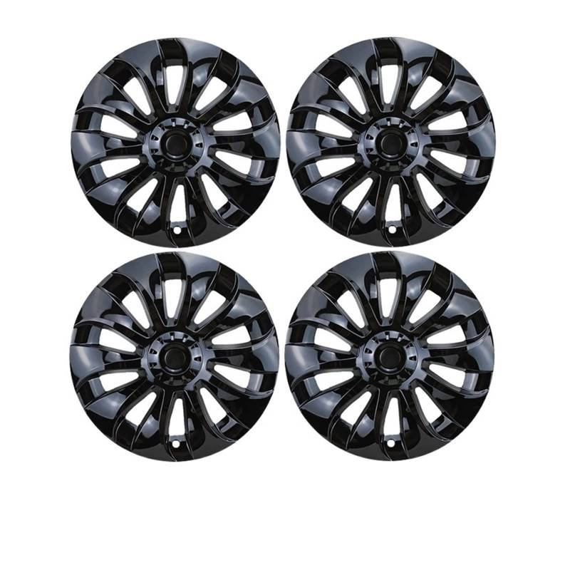 4 Stück Auto-Radkappen, Kompatibel Für Tesla Model 3 2020–2022, Auto-Ersatzzubehör, Nabenabdeckungen, dekorativer Schutz, Autorad(19 inch Glossy Black) von ZDTYKWPH