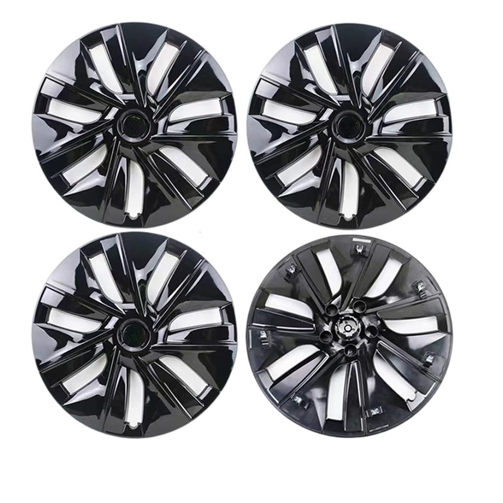 4 Stück Radkappen Performance Ersatz-Radkappen 19 Zoll Auto-Radkappe Vollrandkappe Zubehör Kompatibel für Tesla Model Y(Bright black) von ZDTYKWPH