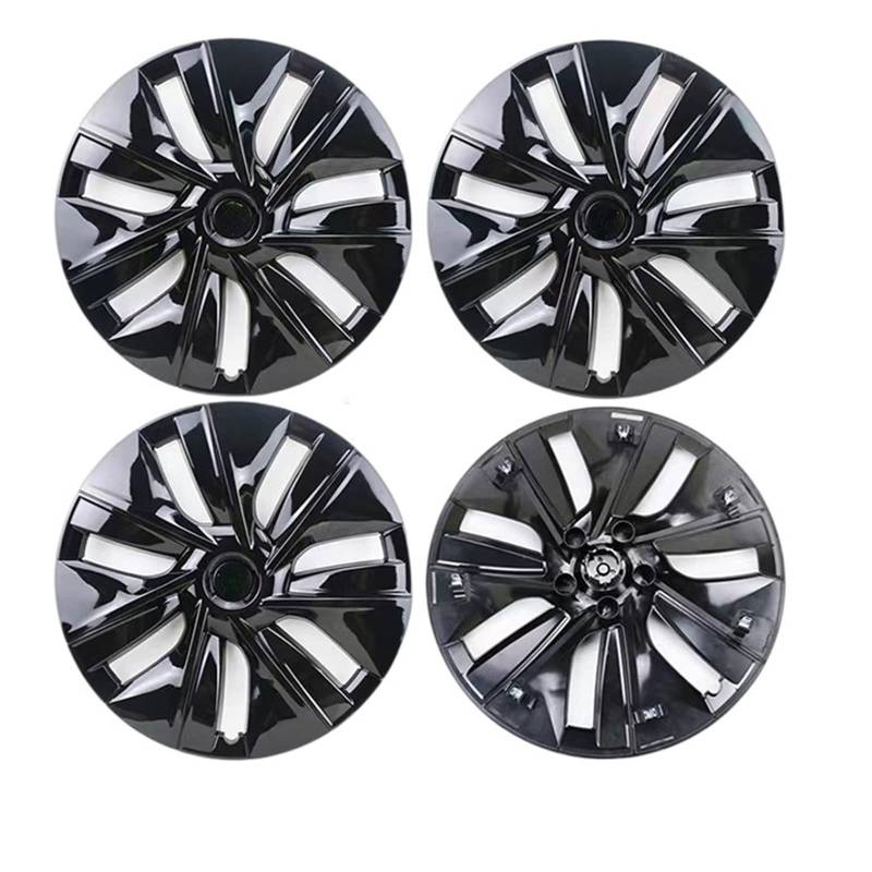 4 Stück Radkappen Performance Ersatz-Radkappen 19 Zoll Auto-Radkappe Vollrandkappe Zubehör Kompatibel für Tesla Model Y(Bright black) von ZDTYKWPH