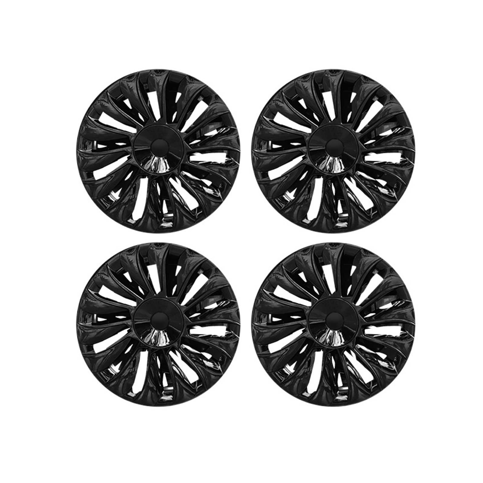 Auto-Radkappen-Set im Sturmwind-Stil, 19 Zoll, Außenschutz, Ersatzrad-Radkappen-Set, Dekorationszubehör, Kompatibel Für Tesla Model Y(Plane Bright Black) von ZDTYKWPH