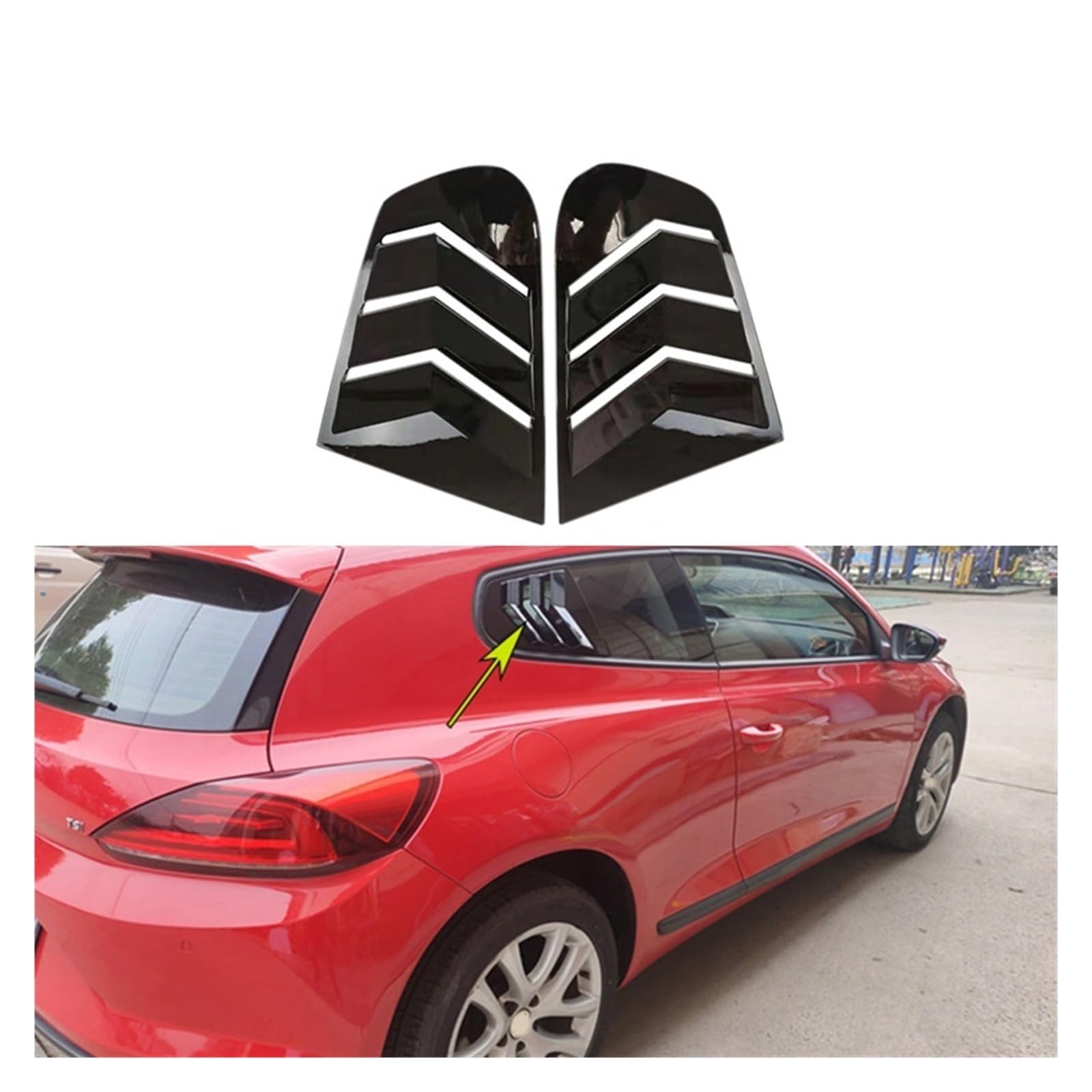 Carbon Fiber Heckscheibe Lamellengitter Zierleiste Kompatibel für Volkswagen Scirocco 2009-2018 Heckscheibengitter Rahmenabdeckung(FRP) von ZDTYKWPH